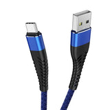 a blue and black usb cable