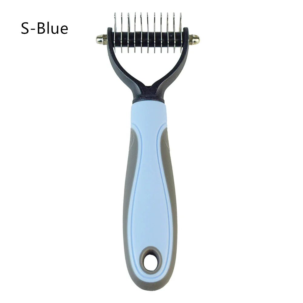 a blue and black hair clipper with a black handle