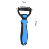 a blue and black hair clipper with a black handle