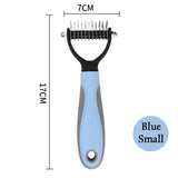 a blue and black hair clipper with a black handle