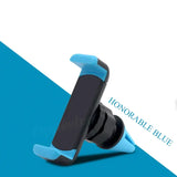 A blue and black phone holder with a phone in it