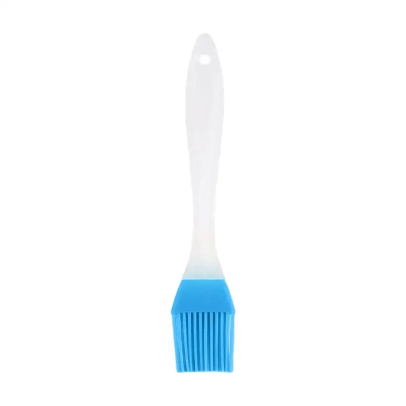 a blue brush with a white handle