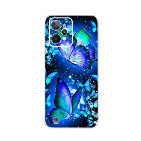 blue butterflies on black phone case