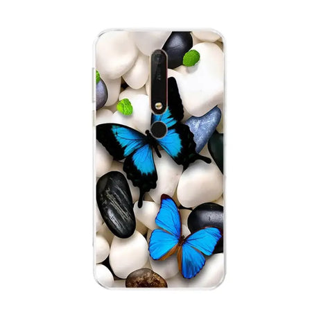 blue butterflies on white stones back cover for vivo x