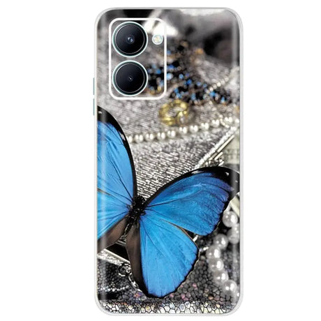 blue butterfly on glitter phone case