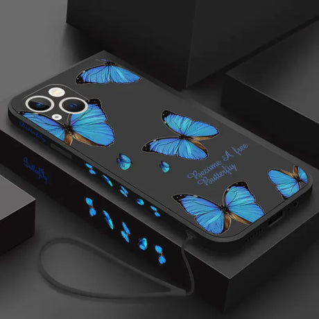 Blue butterfly iphone case