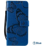 blue butterfly leather wallet case for iphone 6