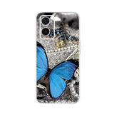 blue butterfly on glitter phone case