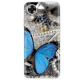 blue butterfly on silver glitter phone case