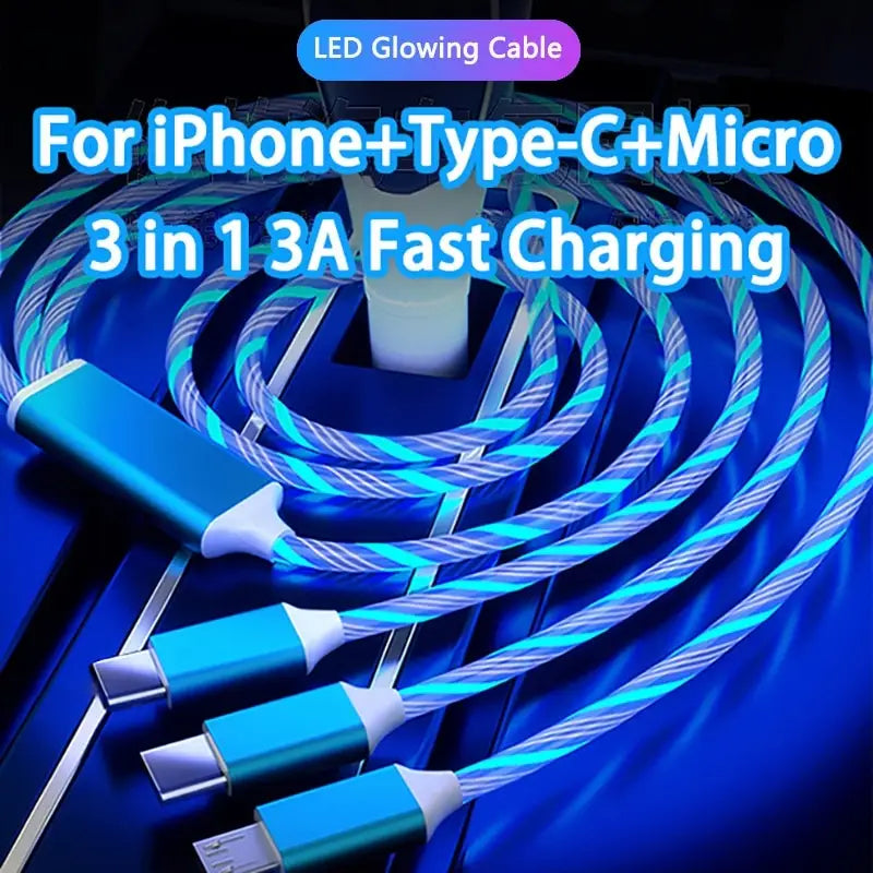 a blue cable with the words for iphone - type micro 3ft fast charging