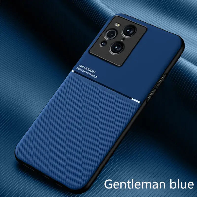 the back of a blue case with the text, `’gentleman blue ’