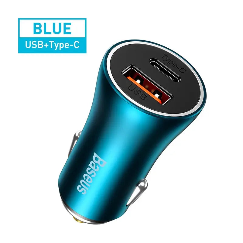 blue usb car charger