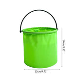 a green bucket with a handle and handle