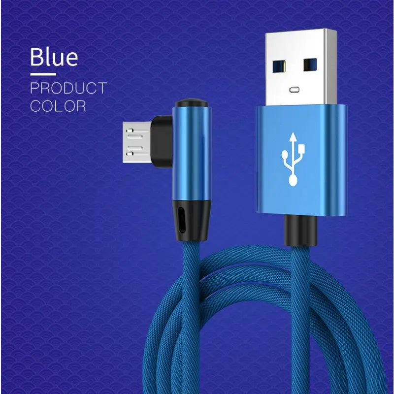 a blue cable with a white and black cable