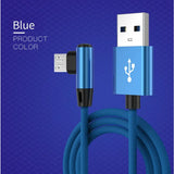 a blue cable with a white and black cable