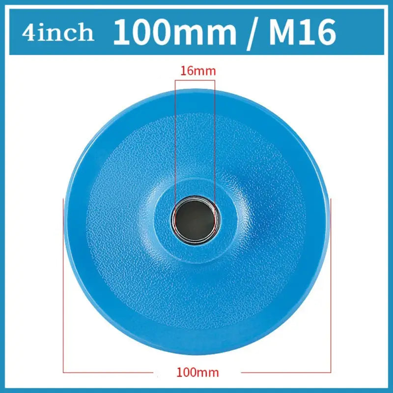 a blue plastic disc with a hole in the middle