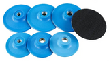 Blue polishing or sanding discs with a single black disc.