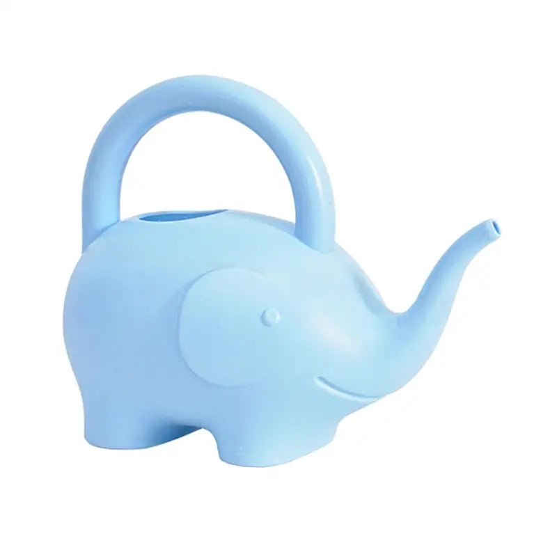 a blue elephant shaped teapot with a handle