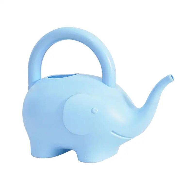 a blue elephant shaped teapot with a handle