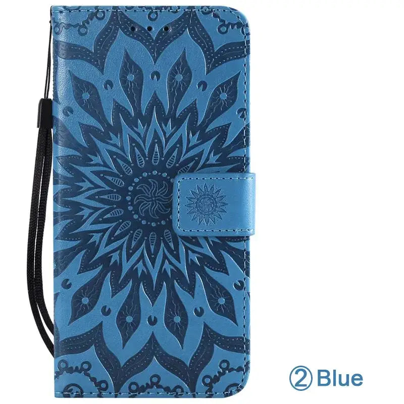 blue flower pattern wallet case for iphone 6
