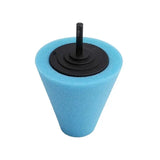 a blue foam cup with a black plastic top