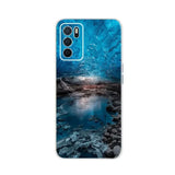 a blue glacier lake with a mountain in the background phone case
