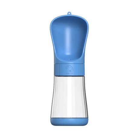 the blue glass water bottle with a plastic lid