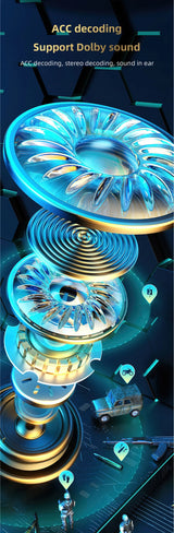 Glowing blue and gold spiral structure resembling a futuristic speaker or audio device.