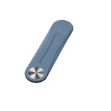 a blue plastic handle with a metal handle