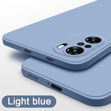the light blue iphone case is shown with the camera lens