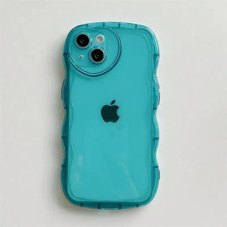 the back of a blue iphone case