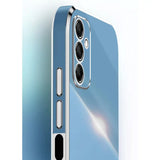 the back of a blue iphone case