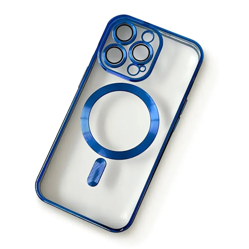 the iphone case is made from a blue plastic material