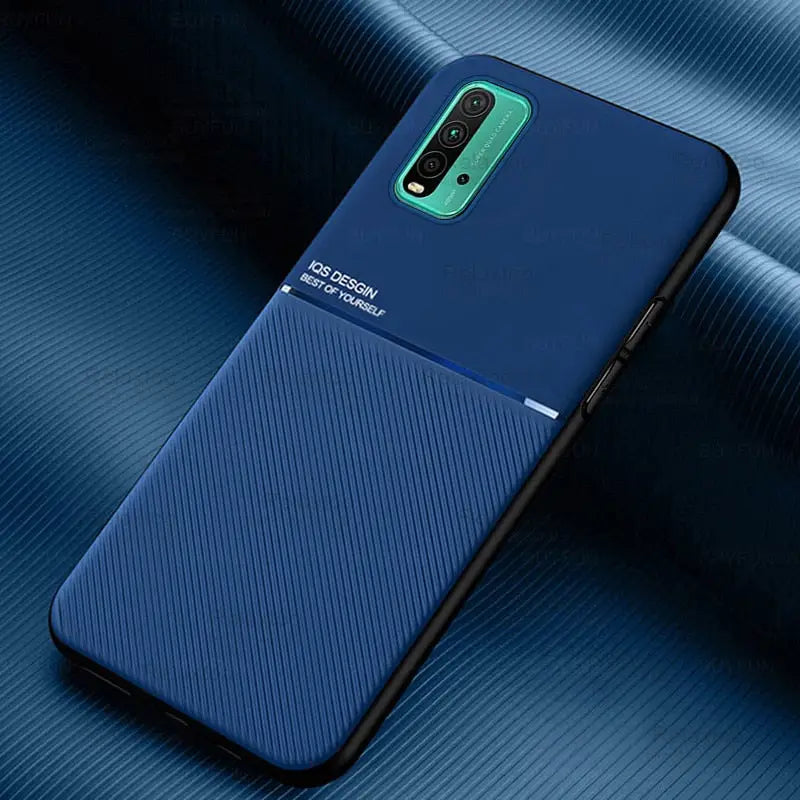 the back of a blue samsung s20 phone case