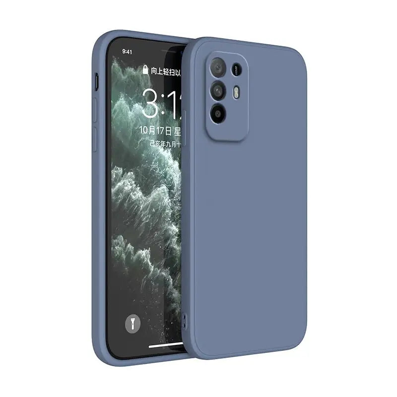 The back of a blue iphone case