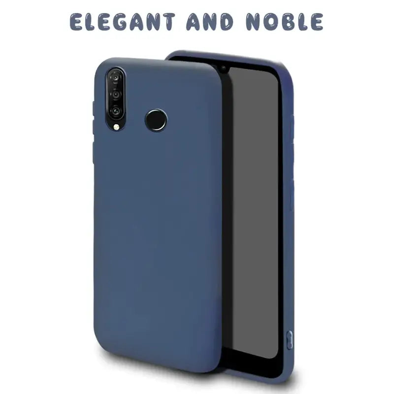 the back of a blue iphone case with the text, `’’