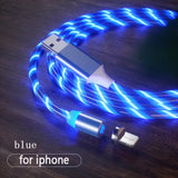 a usb cable with blue lights on it