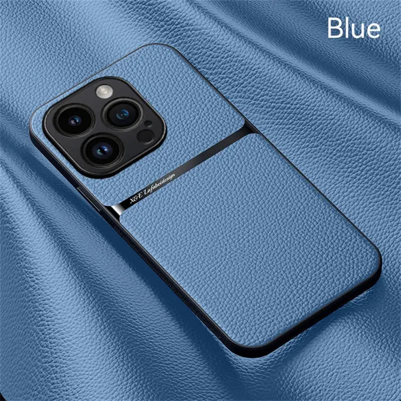 Blue leather texture case for iphone 11