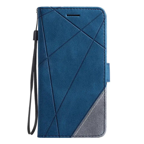 The blue leather wallet case with a zipper closure