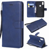 blue leather wallet case with card slot and lan