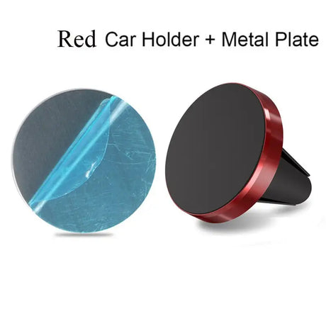 a pair of red and blue metal car phone holder