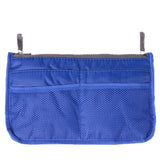 a blue nylon pouch with a zipper