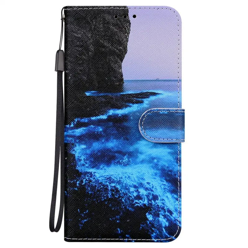 a phone case with a blue ocean scene