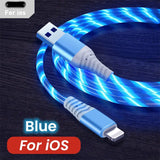 a close up of a blue cable connected to an iphone