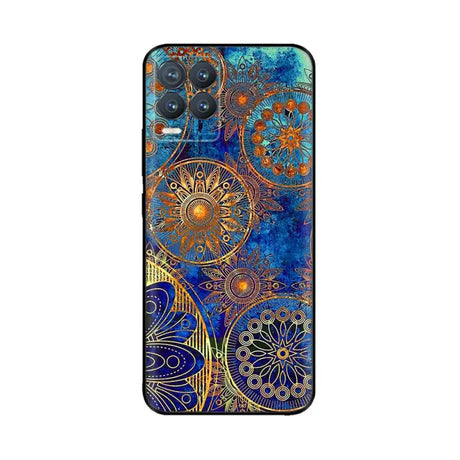 the blue and gold abstract floral pattern skin for the motorola z3