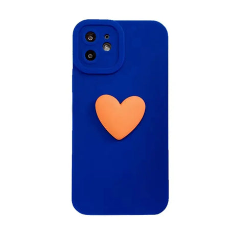 A blue phone case with a heart on it