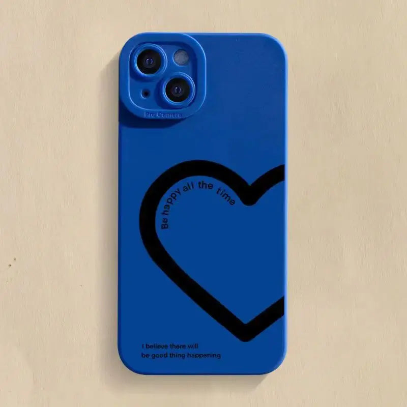 a blue phone case with a heart on it