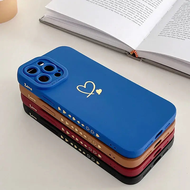 a blue phone case with a heart on it