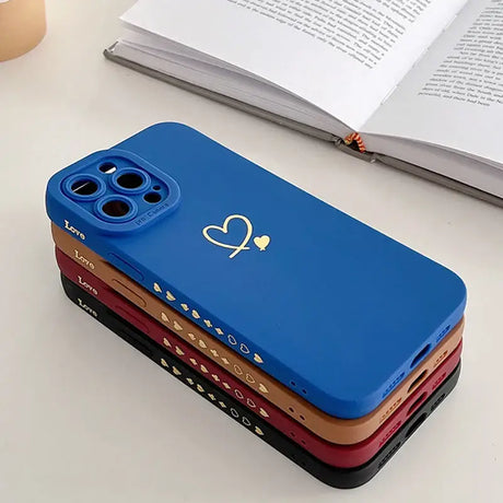 A blue phone case with a heart on it