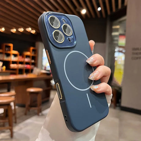 Blue phone case with MagSafe.